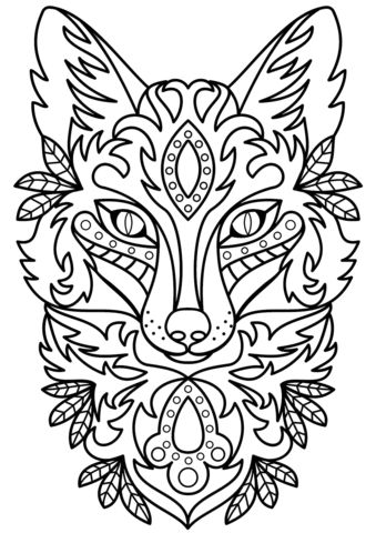 Zentangle Fox Head Coloring Page